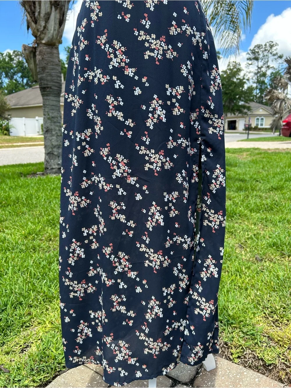 NWOT🌸Abercrombie & Fitch Black Floral Maxi Slip Dress